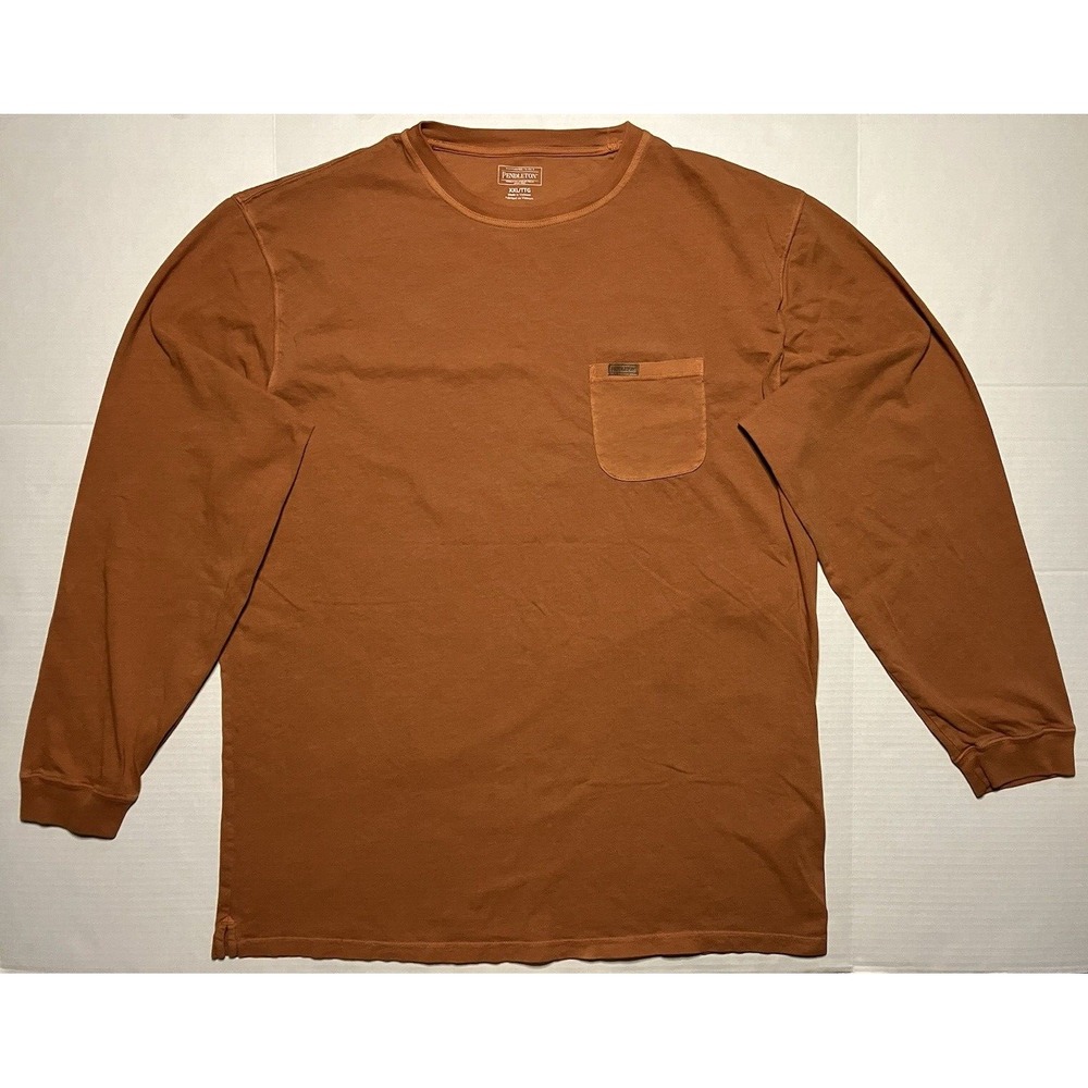 Pendleton Shirt Long Sleeve Orange Pocket Cotton Heavyweight Mens Size 2XL